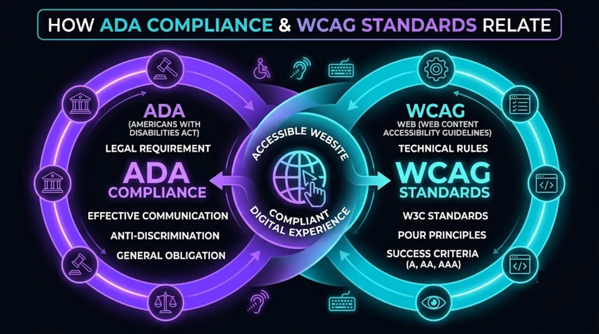 How ADA compliance and WCAG standards relate for a website