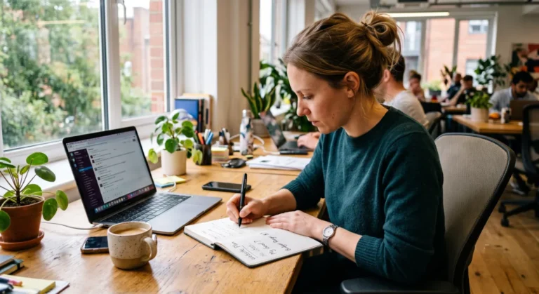 Business owner planning where to start to build my business website on a notepad