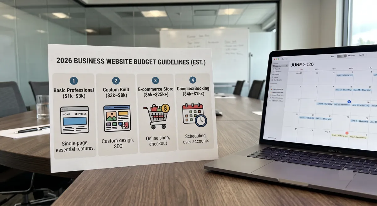 2026 budget ranges to build a business website by project type