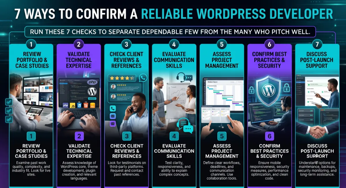 Seven checks to confirm a reliable WordPress developer before hiring