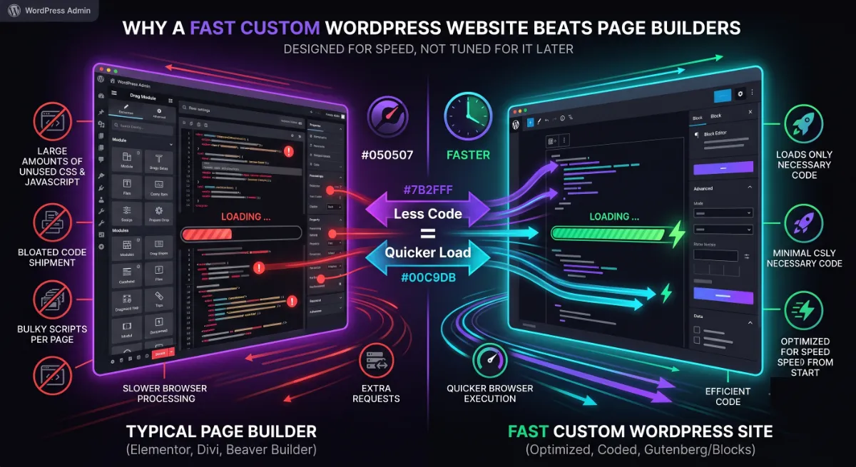 How clean custom code makes a fast custom WordPress website load quicker