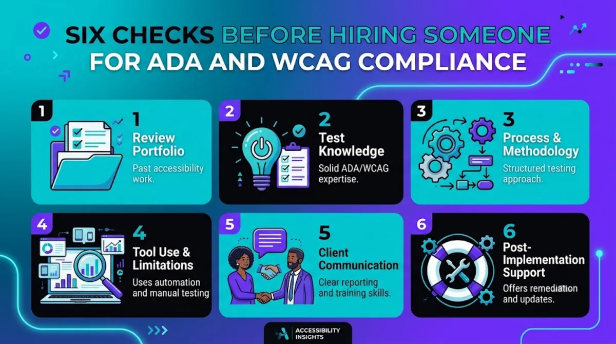 Six checks before hiring someone for ADA and WCAG compliance