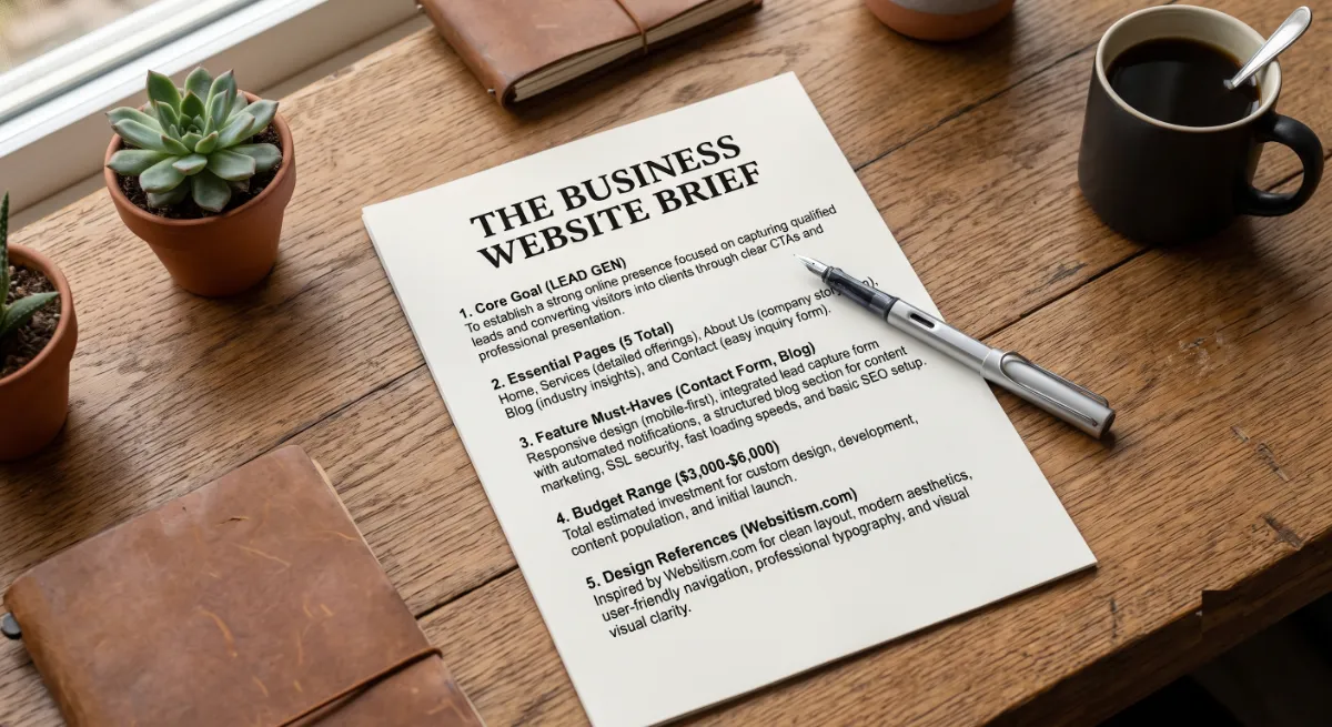 Writing a one-page brief before hiring someone to build a business website