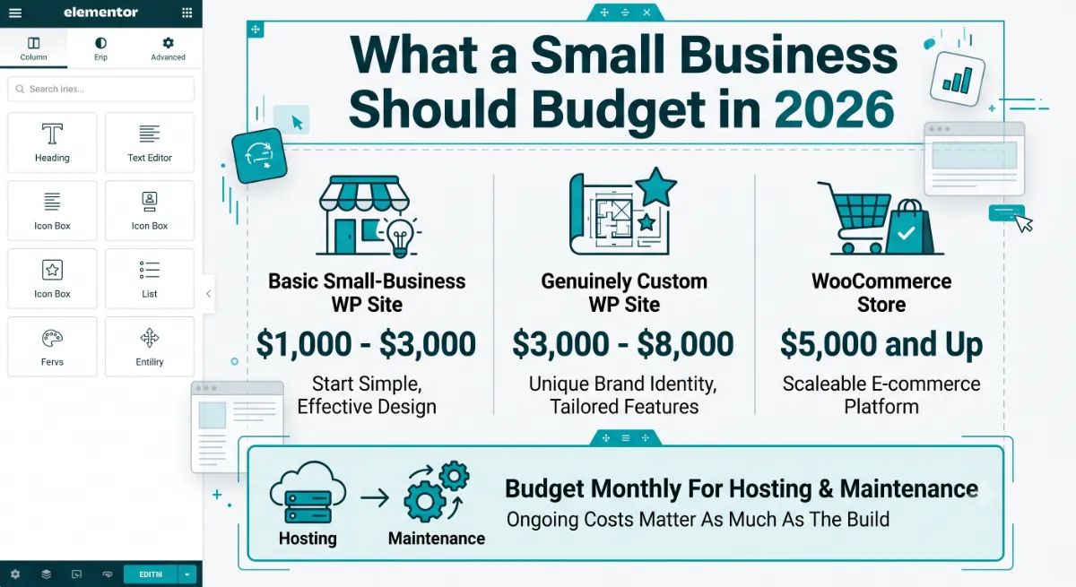 2026 budget ranges for a small business WordPress developer by project type