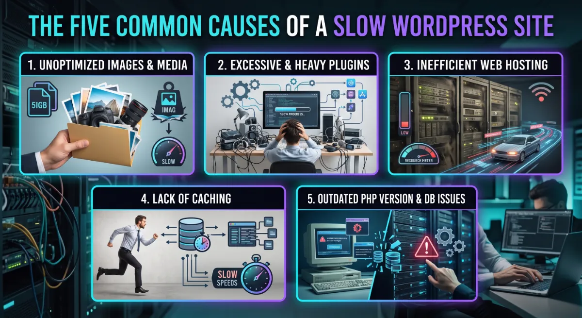 The five common causes of a slow WordPress site
