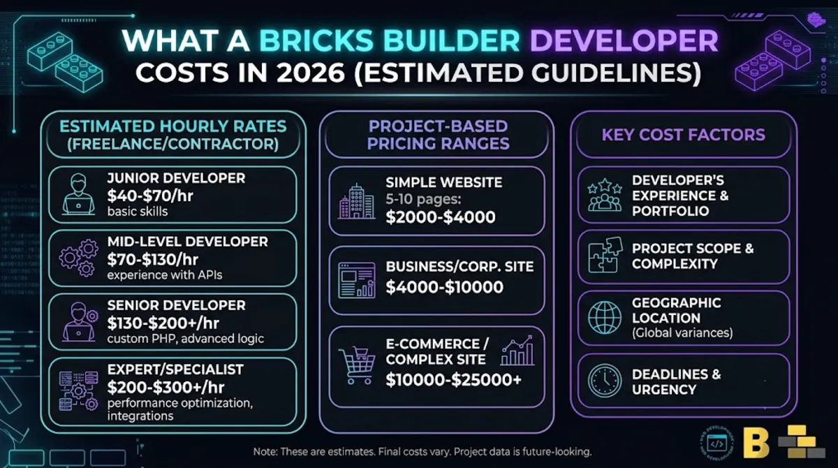 2026 cost ranges for a Bricks Builder developer