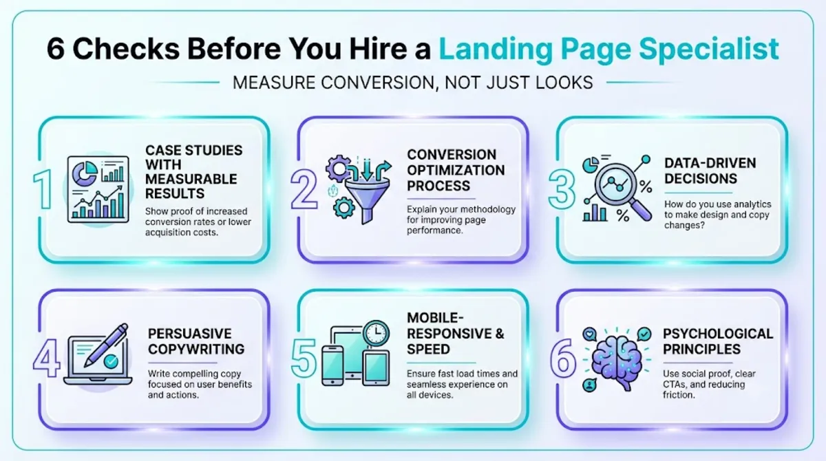 Six checks before hiring someone to build a high-converting landing page