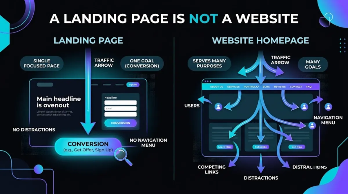 How a high-converting landing page differs from a website