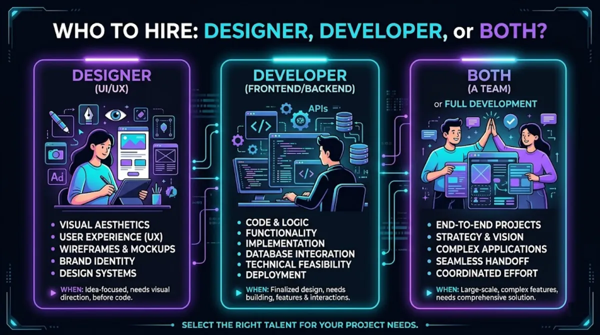 Who to hire: UI/UX designer, developer, or both
