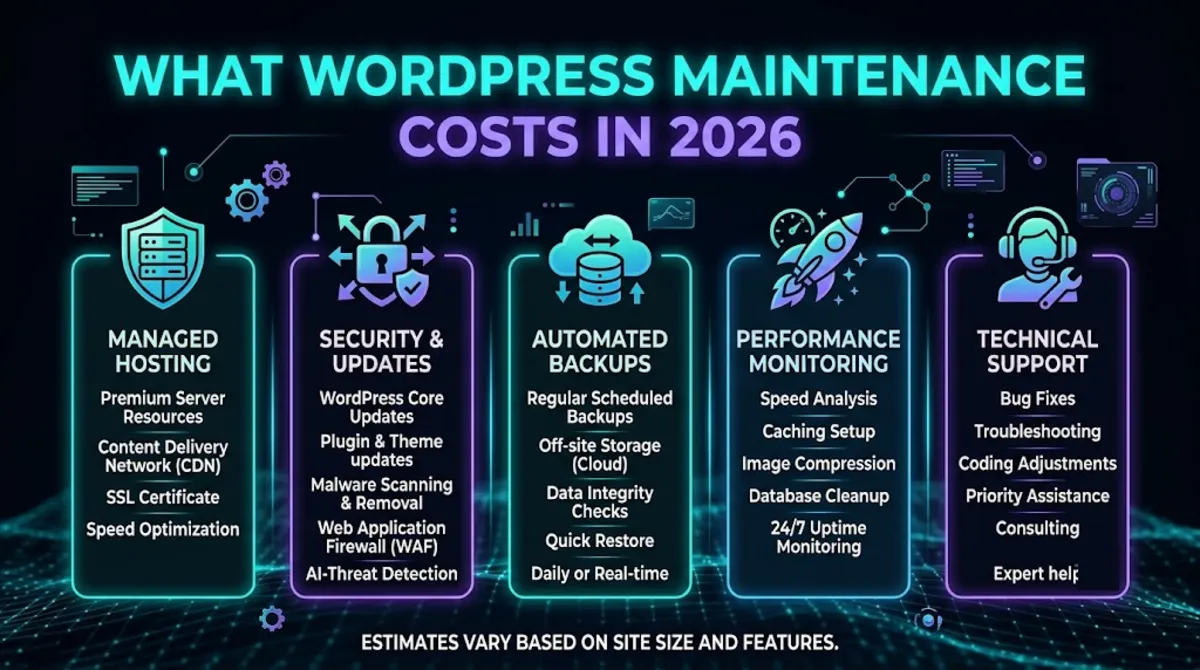 2026 cost ranges for WordPress maintenance plans