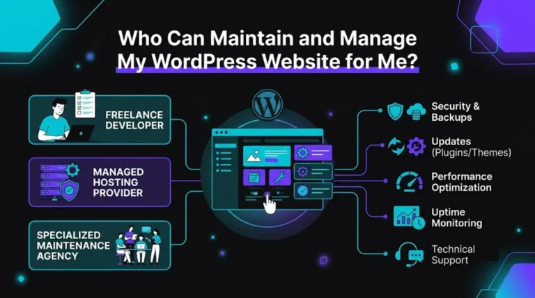 Someone managing WordPress maintenance for a website on a laptop